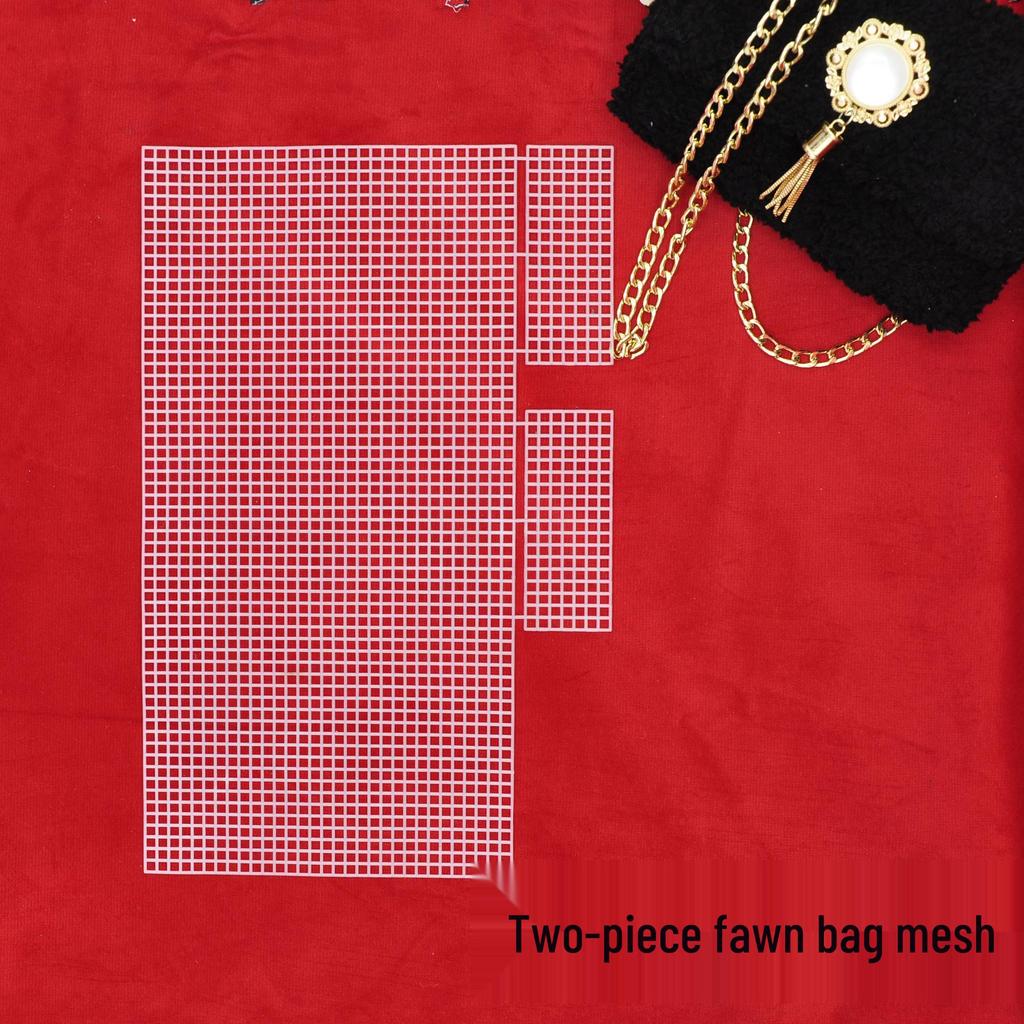 DLY Handmade Crochet Bag with Randomly Cut Plastic Mesh - Square 119x77, Round 50x33 Bag Bottom