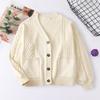 Женский однотонный кардиган на пуговицах с длинным рукавом, вязаный жакет, вязаный свитер