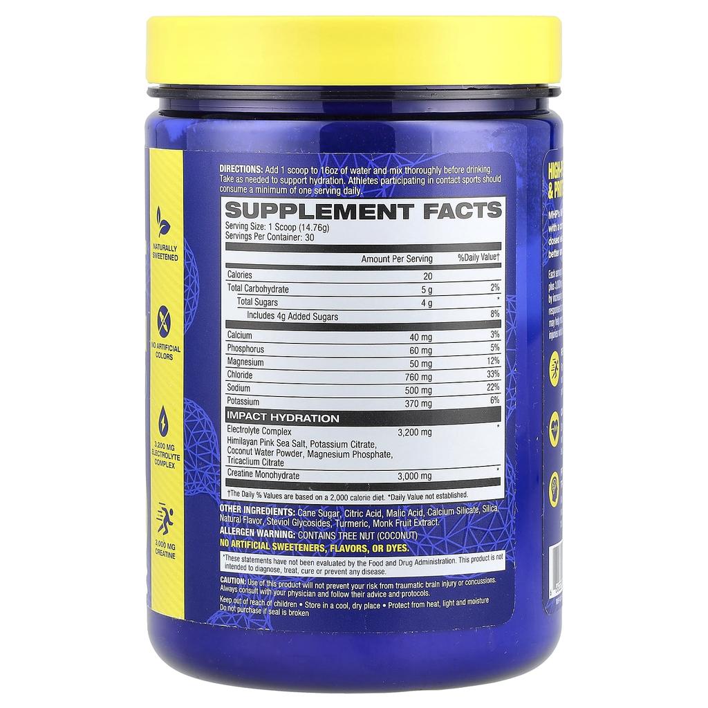 Effective Hydration, Electrolytes + Creatine, Lemon Lime, 15.6 Oz (0.98 Lbs)
