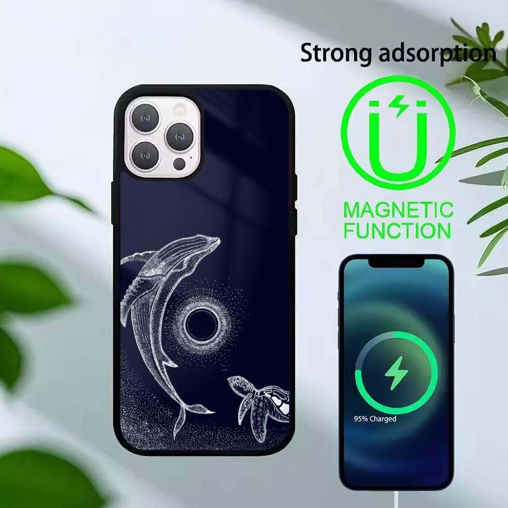 Чехол для телефона "Падение кита" для iPhone 17, 16, 15, 14, 13 Plus, Pro Max Магнитный Для Magsafe Беспроводная зарядка