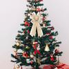 Large Christmas Bow for Wreath Front Door Wall Fence Decor White Gold Christmas Tree Topper Bow for Winter New Year Decoration