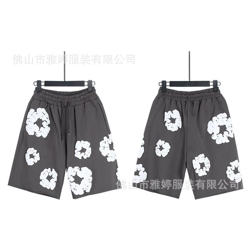 Cotton Short Sleeve T-Shirt With 3D Puff Floral Print Unisex Loose Fit Streetwear Tee