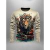 Мужская футболка с длинным рукавом с 3D-принтом льва Осень/Зима Мужская футболка с длинным рукавом и круглым вырезом Уличный стиль Городская мужская модная футболка