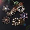 Luxury Vintage Crystal Color Gemstone Ribbon Flower Alloy Brooch Pin Corsage Accessories Brooch