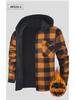 Plus Velvet Hooded Plaid Men's Long Sleeve Shirt - Large Size, Warm Casual Wear for Autumn/Winter 2025