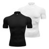 Plain Compression T Shirts Mens Summer Running T-shirts Turtleneck Elastic Quick Dry Sport Tees Athletic Gym Short Sleeve Shirt