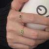 Fashion Stainless Steel Chain Green Black Zircon Adjustable Rings Creative Tassel Square Finger Rings Birthday Jewelry