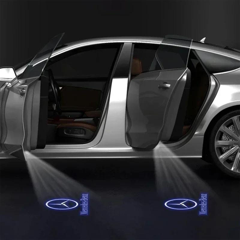 2Pcs Car Door Welcome Light Auto Emblem Badge LED Projector Lamp For Mercedes Benz C Class CLK SLK SLR W203 W208 W209 R171 R1721