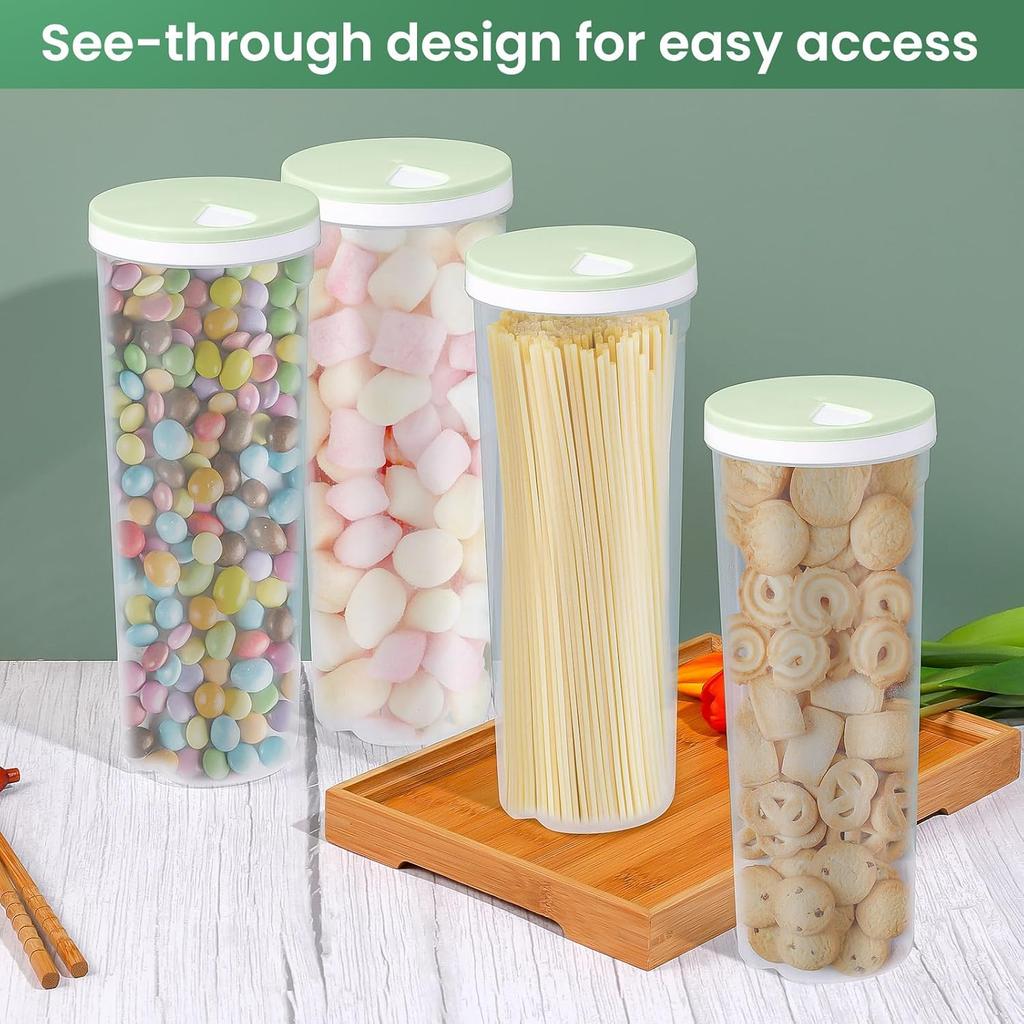 Noodles Spaghetti Container Plastic Noodle Pasta Storage Jar with Locking Lid Clear Dry Food Keeper Canister Cereal Crisper Box