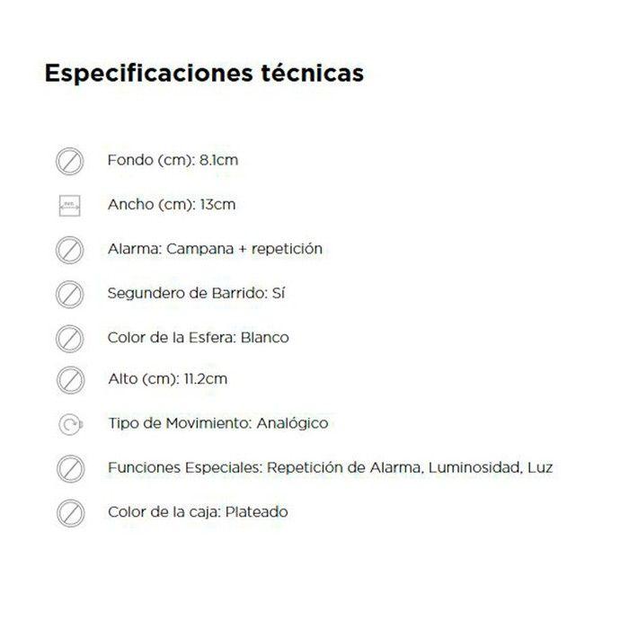 Analog Alarm Clock - SEIKO - QHK059S - Silver - Alarm - Japanese Quartz