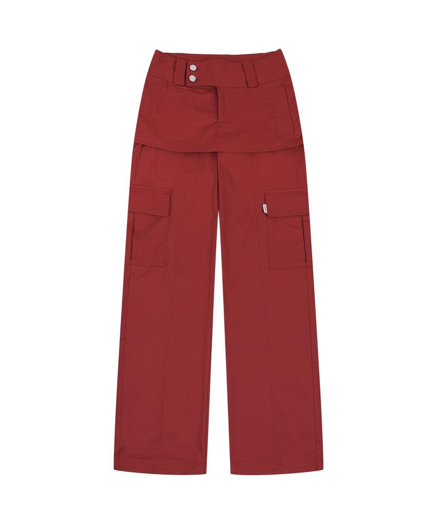 ORDINARY HOLIDAY Skirt Layered Pants [Red]