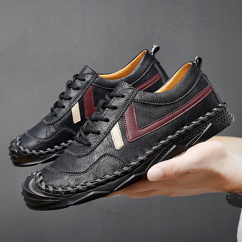 Новые мужские повседневные кожаные туфли для отдыха на природе весна/лето больших размеров, сшитые вручную мужские туфли на мягкой подошве