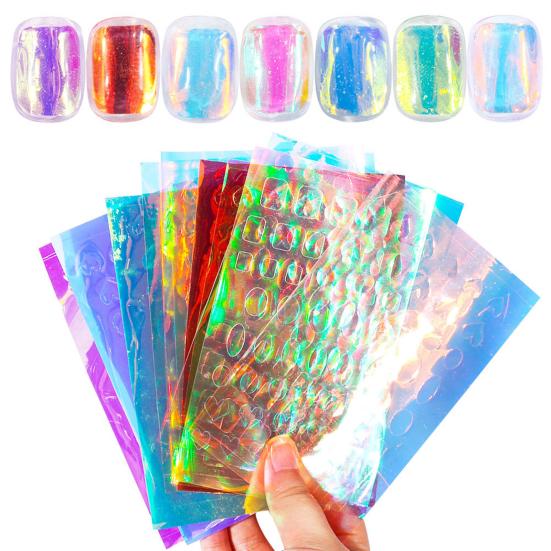 10Pcs/11Pcs/16Pcs Nail Ice Sticker Aurora Effect Reflective Colorful Foil Film Sparkling Glass Ice Cube Decoration for Manicure