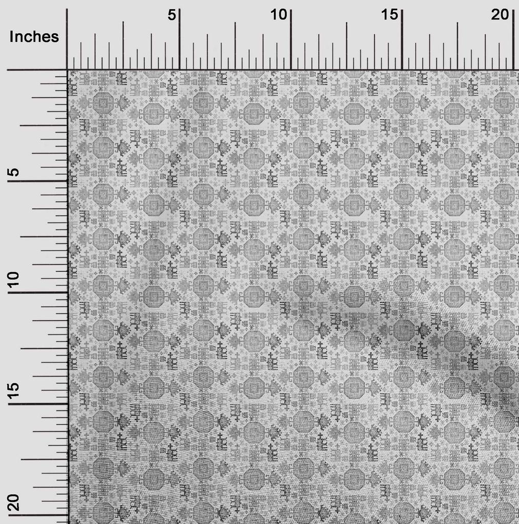 oneOone Cotton Flex Gray Fabric Asian Kilim Diy Clothing Quilting Fabric Print Fabric By Yard 40 Inch