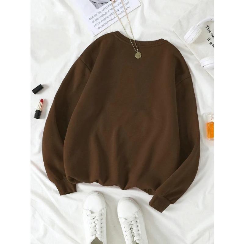 Женский свободный свитер с принтом и круглым вырезом, с длинными рукавами и бархатной толстовкой, женские пуловеры и свитера с длинными рукавами