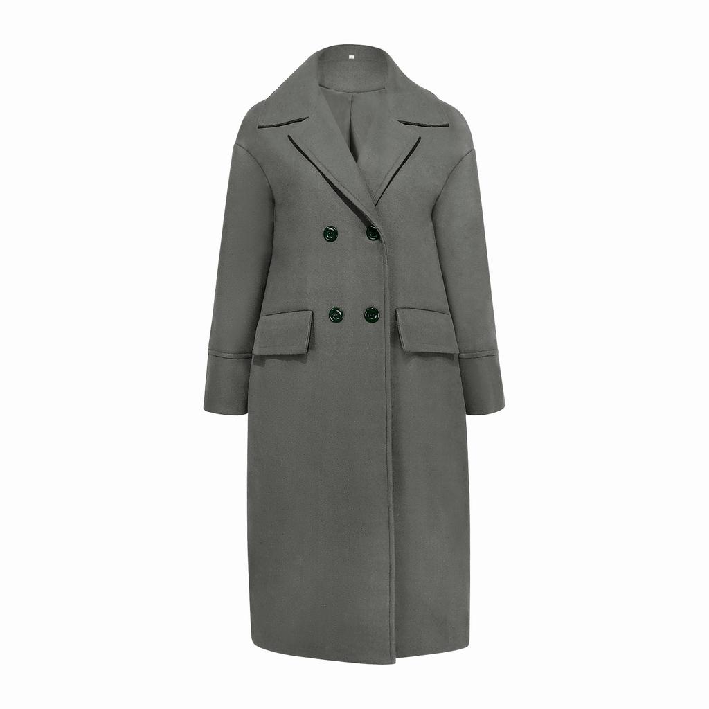 IHUASU Loose Winter Autumn Women's Tweed Jacket Warm Commuter Temperament Coat