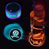 Valve Stems Caps 7 Color LED Car Water Cup Pad Cup Holder Light Luminous Coaster For VW Volkswagen R Rline Polo GTI Jetta Golf CKD1