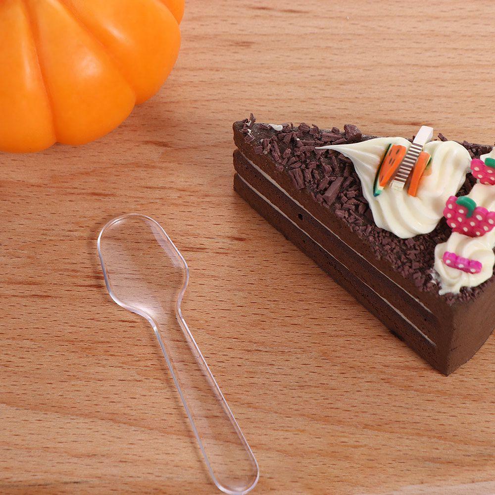 100pcs Transparent Disposable Flatware Spoons Plastic Disposable Clear Plastic Spoons Jelly Pudding
