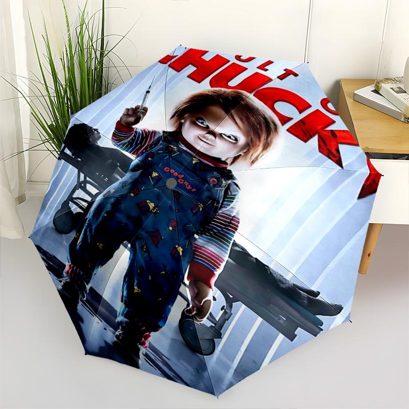 1pc Chucky's Cult Durable Cartoon Folding Umbrella, Portable Compact Umbrella for Men and Women I018