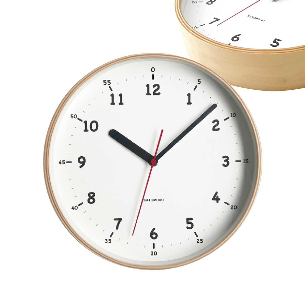 KATOMOKU Plywood Clock 10 km-76NA Wall Clock First Clock Continuous Second Hand Diameter 25.2cm (quartz Clock)
