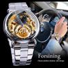 Forsining Мужская мода, отдых, полая луна и механические часы с полой поверхностью