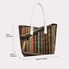 Vintage Bookshelf Print Tote Bag Casual Daily Shoulder Bag for Book Lovers Shopping Handbag
