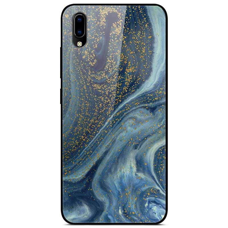 Case Tempered Glass Hard Clear Phone Case For Vivo Y91C Protector Shockproof Marble Fundas Coque