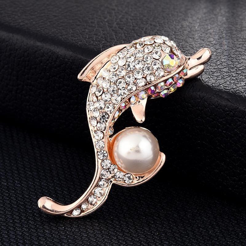 Brooch High-End Niche Silk Scarf Buckle Alloy Diamond Coat Pearl Corsage Pin Accessories