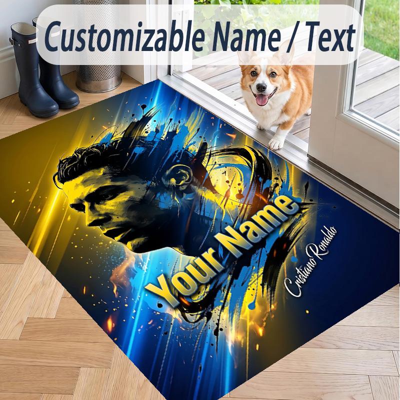 Custom Text Printed Rug Cristiano Ronaldo Non Slip Floor Carpet For Home Room Decor