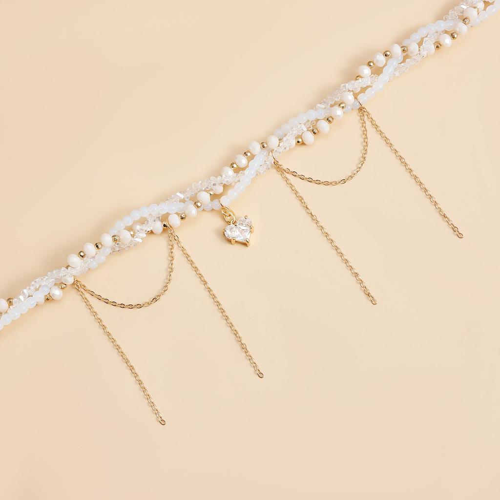 Романтическое многослойное ожерелье с сердечками и кисточками, удобное ношение, цепочка с подвеской, украшение на шею для женщин