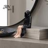Desktop Female Figure 3D Printed Black Robe Women Figurine, Sitting Hooded Shelf Woman Statue Sitter, Gothic for Home Office Bookshelf Decoration