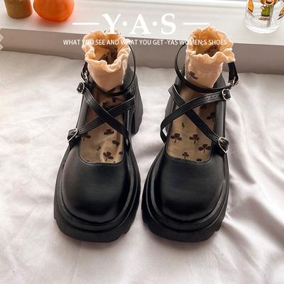 Черные шорти Ле маленькие кожаные туфли женские летние новые ретро британский стиль толстый каблук японские jk Мэри Джейн одинарные туфли