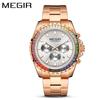 MEGIR Fashion Diamond Inlaid Rainbow Dial Watches Waterproof Luminous Calendar Multifunctional Quartz Watches