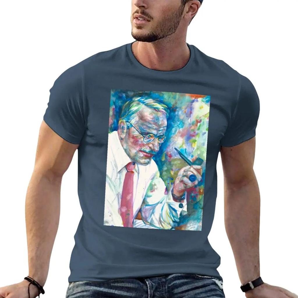 CARL JUNG - watercolor portrait .11 T-Shirt Short sleeve tee Anime t-shirt plain t-shirt heavy weight t shirts for