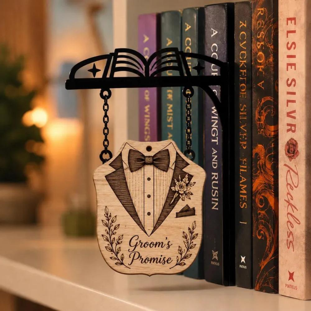 Wooden Tag Library Decor Holder Miniature Bookshelf Hanging Frame  Bedroom