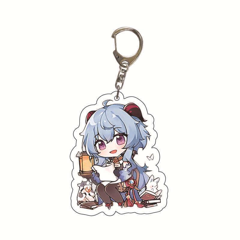 Original God Acrylic Keychain: Traveler, Hu Tao, Klee, Ganyu, Zhongli Characters
