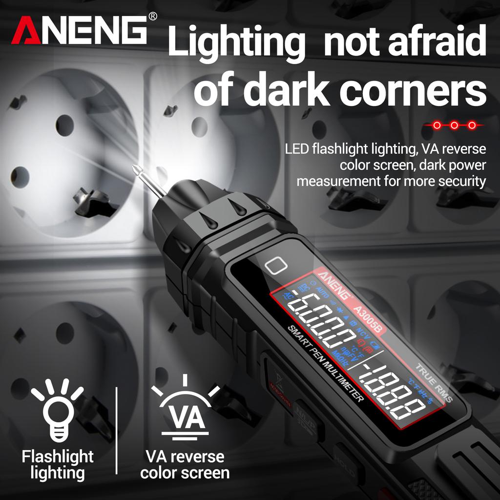ANENG A3005AB Цифровой интеллектуальный профессиональный мультиметр Сенсор Ручка Тестер последовательности фаз переменного тока