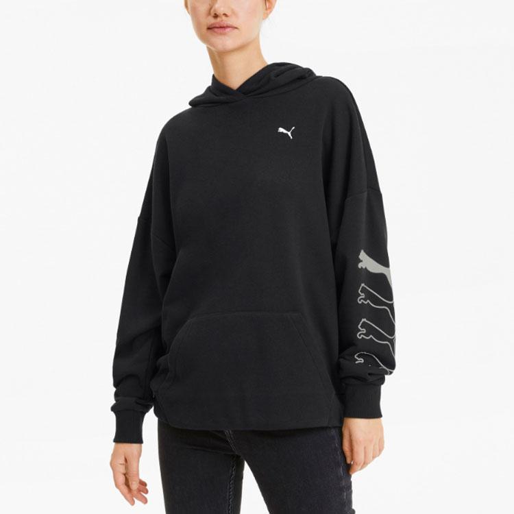Puma Спортивная толстовка с капюшоном с принтом логотипа Rebel, женская толстовка, черная 582821-01
