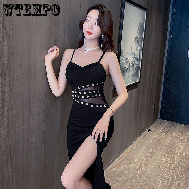 WTEMPO Женские вечерние платья Сексуальные платья с лямкой на бретельках и низким вырезом для свадебных приемов Платья с завязками на талии и бретельками Полые вечерние платья