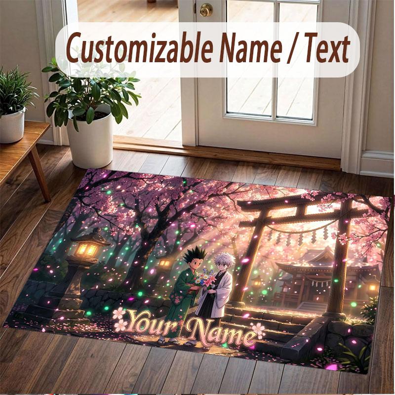 Custom Name Crystal Velvet Rug,Hunter × Hunter Comfortable Anti Slip Floor Mat For Room Decoration