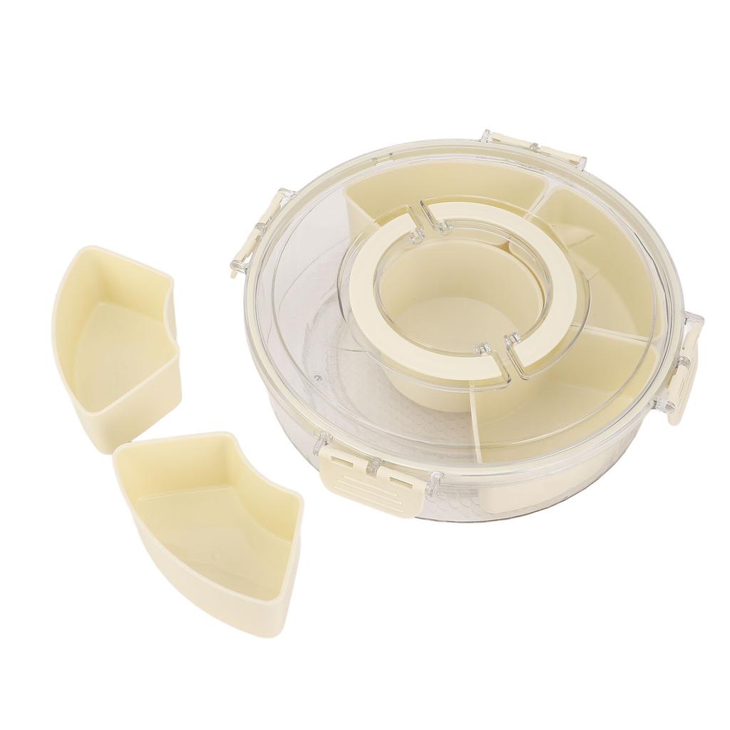 360 Degrees Rotating Divider Tray 6 Compartments Compact Sealed Snack Tray Divided Serving Tray for Road