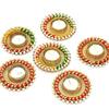 (5 Inches) Present Unique Design Metallic Diya Tea Light Candle Holder Rangoli Diya for Home Office Decoration Diwali Gifts TeaLights Set of 6 Pc