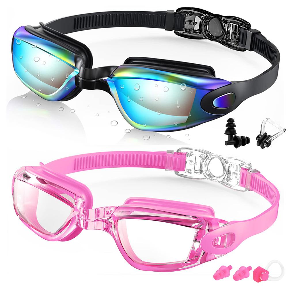 2 Pack Swimming Goggles Anti-Fog UV Protection Adjustable Swimming glasses Professional Waterproof Swim Eyewear For Adult Youth