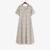 Женское утягивающее платье-футболка в полоску, летнее свободное прямое трикотажное платье