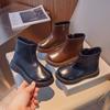 Children Fashion Boots Simple Style Girls Ankle Boot Causal Black Kids Short Leather Boots Side Zipper Autumn Winter 2024 New