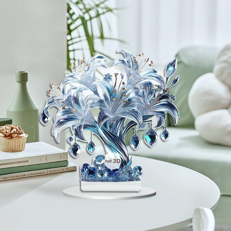 Акриловая 2D Плоская Хрустальная Лилия Роза Цветок Настольное Украшение Подходит Для Кафе Комнаты Витрины Гостиной Офиса Декор Подарок