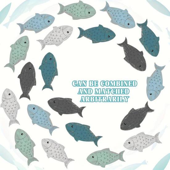 20 Pcs Wooden Fish Wall Decor Painted Fish Ornaments Nautical Coastal Theme