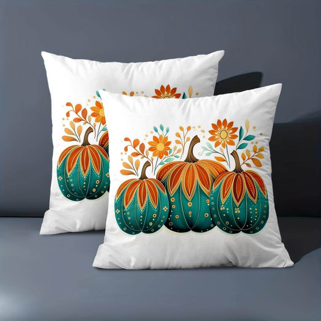 1 Pieces Floral Pumpkins Printed White Decorative Throw Pillows Polyester pillowcase, sofa cushion cov Headboard Pillow