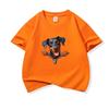Kids Cotton T Shirt Adorable Doberman Dog Zipper Print Crew Neck Short Sleeve Tee Casual Boys Girls Summer Tops
