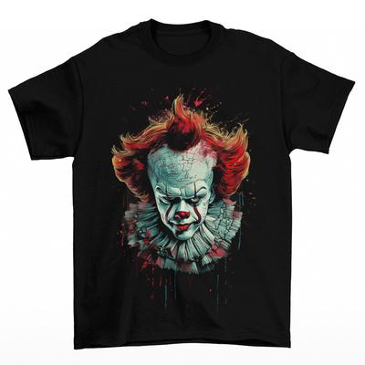 Пеннивайз IT Футболка Унисекс Смешная Ужасы Хлопок Страшный Взрослый Клоун Хэллоуин Осень